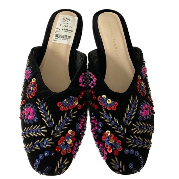 NIB LOEFFLER RANDALL QUIN BEADED SEQUIN VELVET MULES - Picture 7 of 11